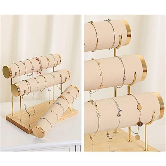 Detachable Bracelet Holder,Three Tier Racks Jewelry Display Stand,Stylish Velvet - Picture 3 of 7